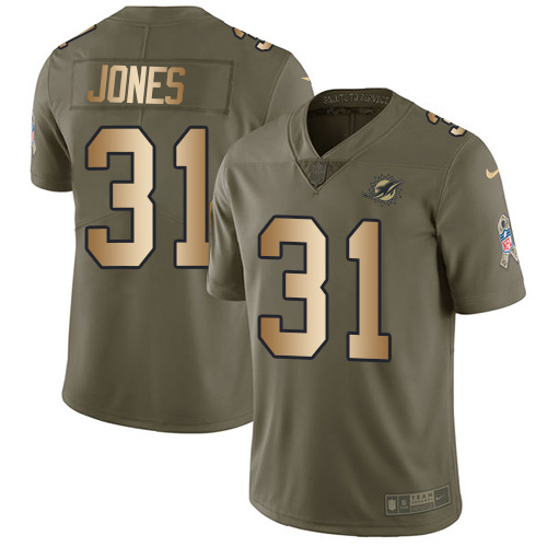 Nike Miami Dolphins 31 Byron Jones Olive Gold Youth Stitched NFL Limited 2017 Salute To Service Jersey